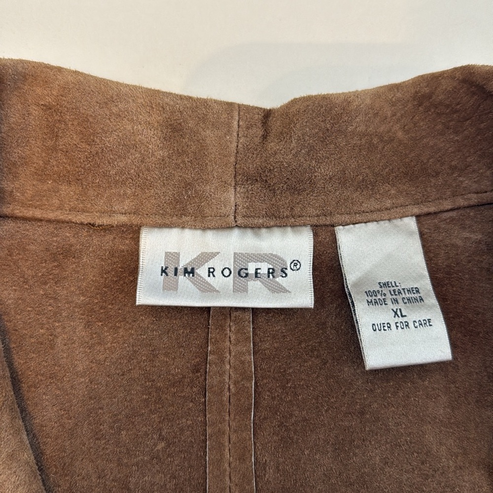 Kim Rogers Suede 100% Leather Collared Jacket with Button Enclosure Size XL - Picture 5 of 6
